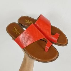 Franco Sarto orange leather snake print sandal 8